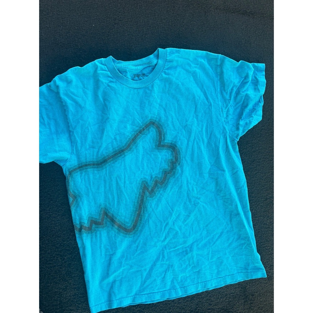 Fox Racing Graphic T-Shirt Mens Large Blue Short Sleeve Logo Tee